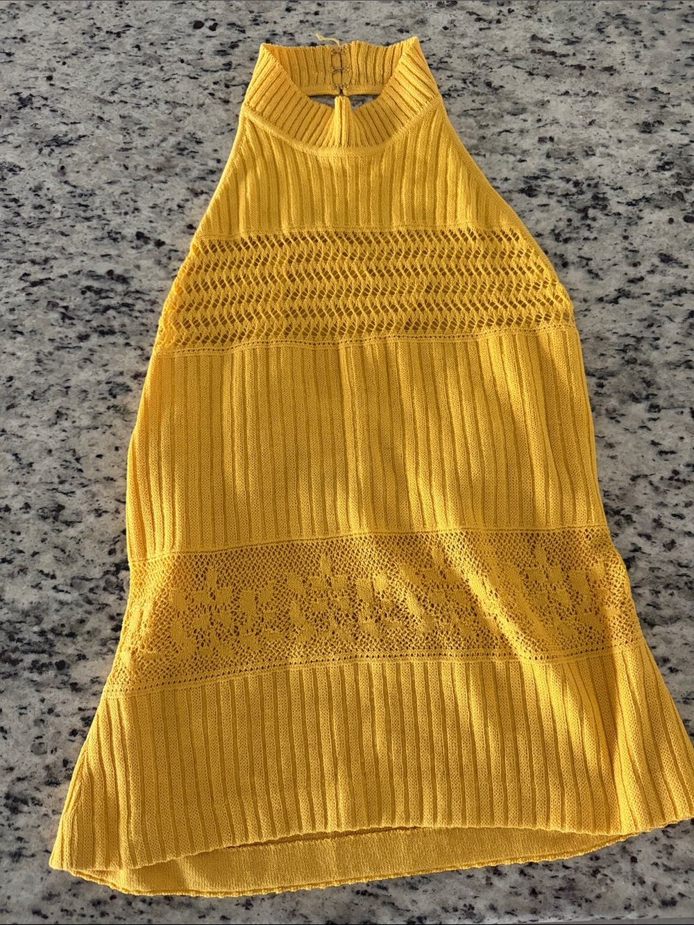 ST. JOHN Yellow Knit Halter Sweater Tank